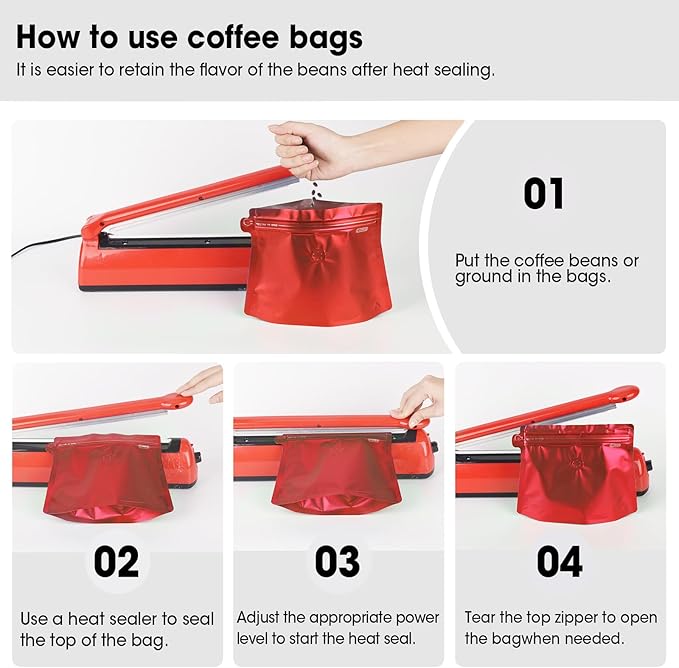 8oz 1/2 lb 60pcs Coffee Bags with Valve,Vented Coffee Bag Barrier Bag Store Bag Coffee Packaging Storage Pouches Stand-up Bags for Food Diamond Shaped Need to Use Heat Sealing Machine（Red）