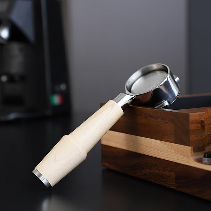 KNODOS 58mm Espresso Tool Kit for Gaggia Classic, Classic Pro, and Classic Pro Evo: Maple Bottomless Portafilter, Calibrated Tamper, Dosing Funnel with Puck Screen, and Adjustable Distributor