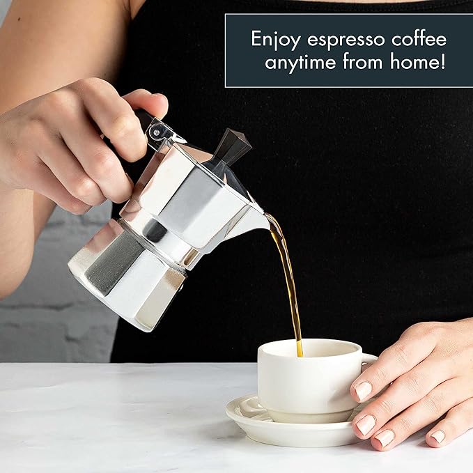 Primula Classic Moka Pot | 1-Cup Stovetop Espresso Maker | Italian & Cuban Café Style | Silver
