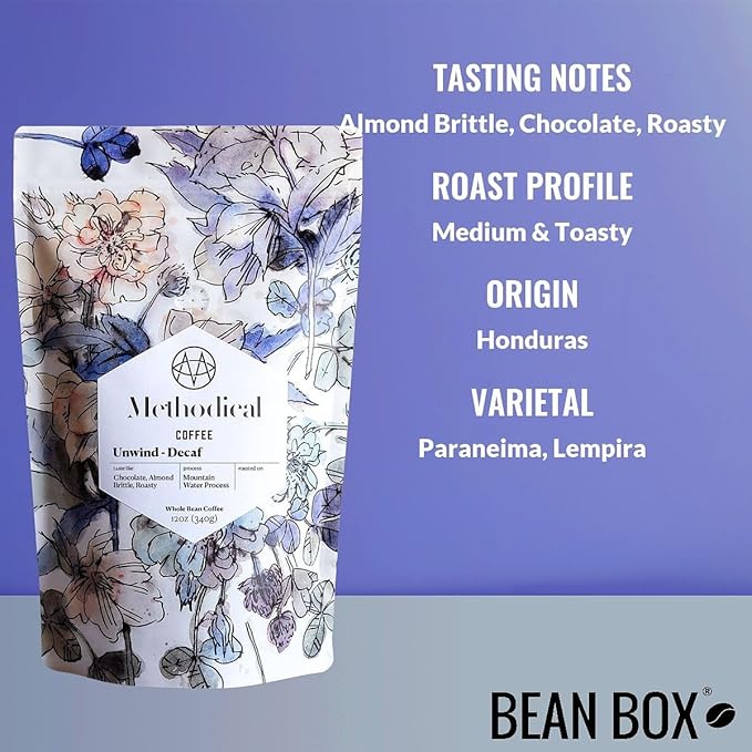 Unwind Decaf - Roasted by Methodical Roasting - Whole Bean Coffee - 12 Ounce Bag
