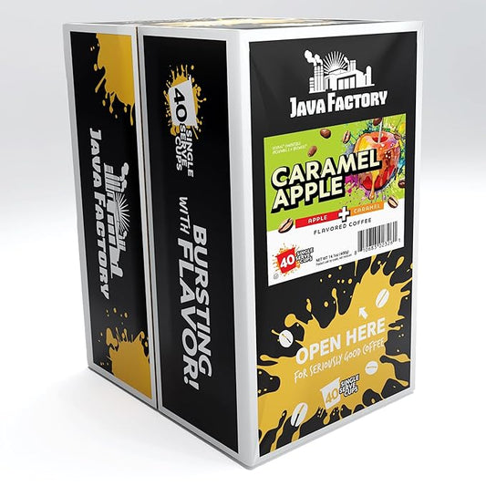 Java Factory Flavored Coffee Pods, Caramel Apple, Compatible with K Cup Brewers Including 2.0, 40 Count