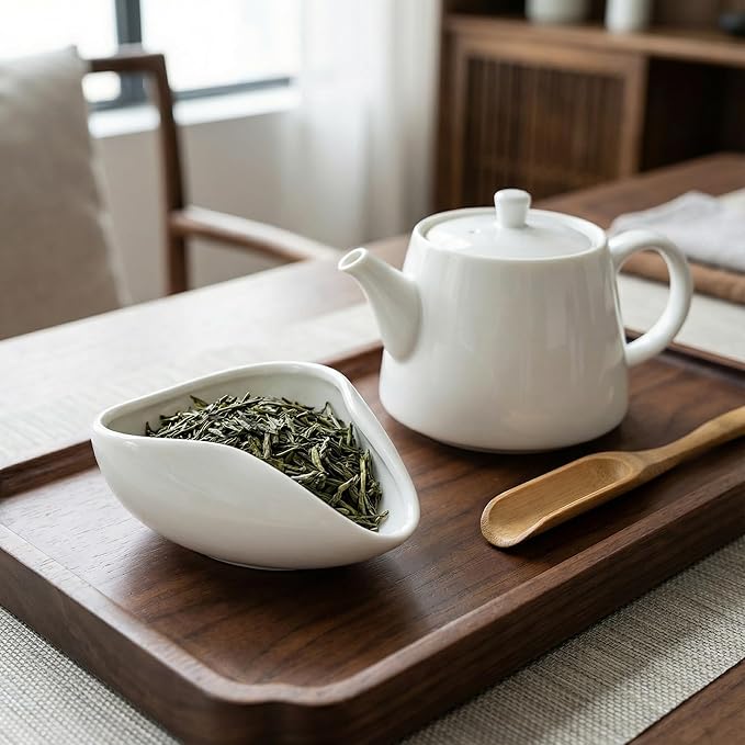 Ceramic Coffee Dosing Cup,Espresso Coffee Bean Holder Storage Container for Loose Leaf Tea,White