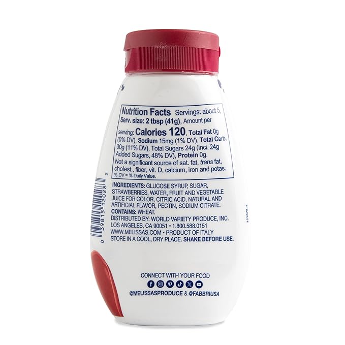 Fabbri Gourmet Dessert Sauce, Strawberry Flavor, Flavoring sauce for Ice Cream, Desserts and hot and cold Beverages, Made in Italy, 7.9oz bottle