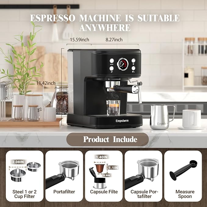Espresso Machine 20 Bar with Steam Milk Frother, Espresso maker Compatible for NS Original Capsules 2 IN 1 expresso maker, Professional Cappuccino Expresso Machine for Home and Office