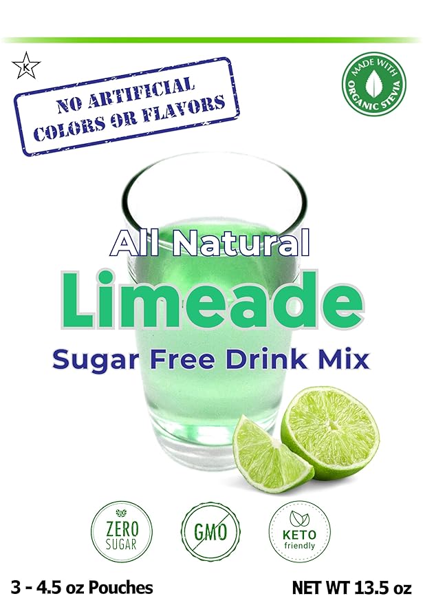 GramZero All Natural Limeade Zero Calorie Sugar Free Drink Mix, Great For Nutrition Club Loaded Tea, Stevia Sweetened