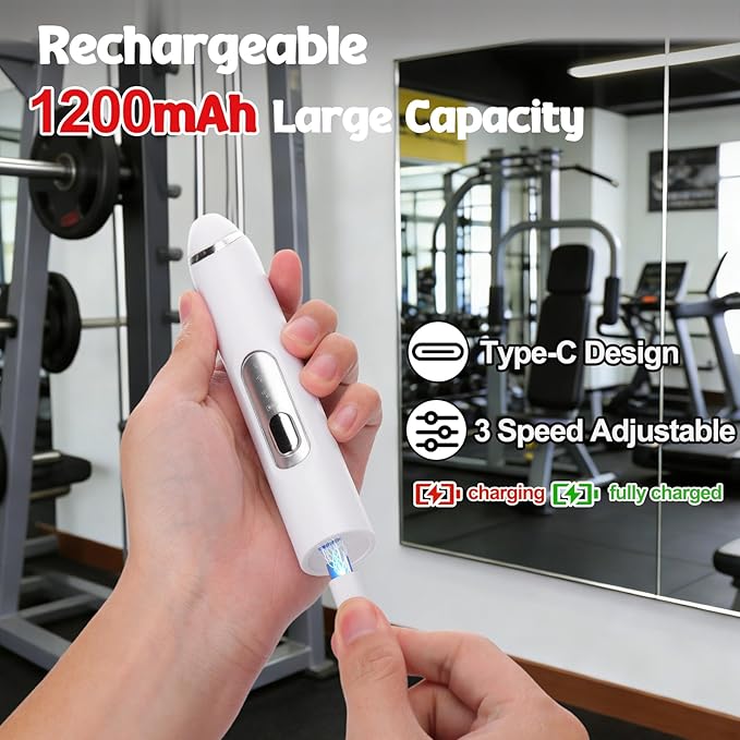 Juome Frother for Protein Powder - Rechargeable 4-in-1 Protein Mixer Wand Set, Protein Powder Scoop Funnel, Waterproof Electric Drink Frother Wand for Milk, Coffee, Lattes, Matcha & Creamer (White)