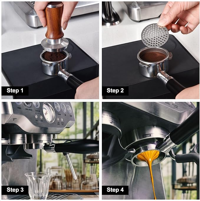 Espresso Puck Screen, SANTOW 53mm Portafilter Shower Screen Puck Mesh Compatible wit Breville 54mm Portafilter - 1.5mm Thick, 304 Stainless Steel with Titanium PVD Coating, Dual Layer Filter
