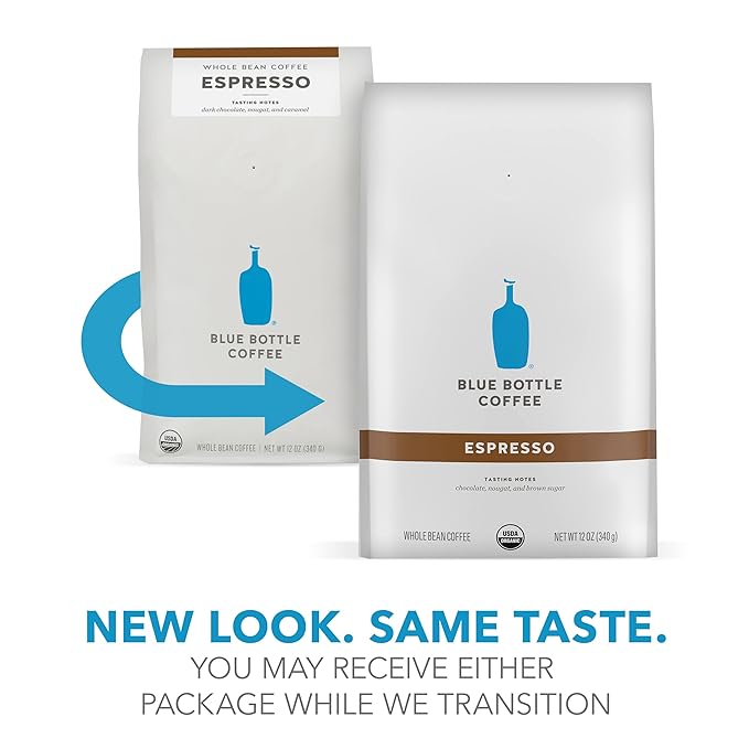 Blue Bottle Whole Bean Coffee, Dark Roast | Organic | Espresso Style | 12 Ounce | Pack of 2
