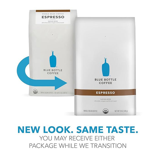 Blue Bottle Whole Bean Coffee, Dark Roast | Organic | Espresso Style | 12 Ounce | Pack of 2