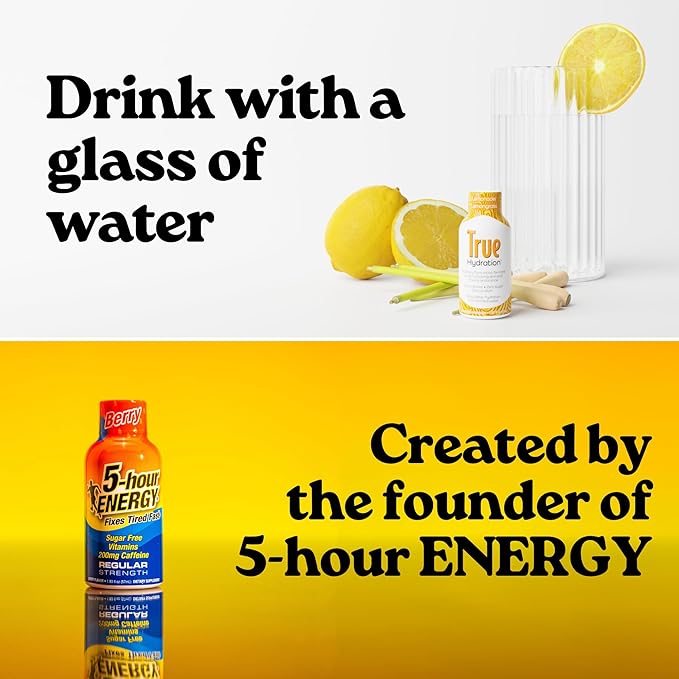 True Hydration Electrolyte Shots, 12-Pack – Supports Sleep Quality, Daily Wellness & Muscle Cramps – Magnesium, Potassium & Taurine – Zero Sugar, Zero Sodium – Lemonade