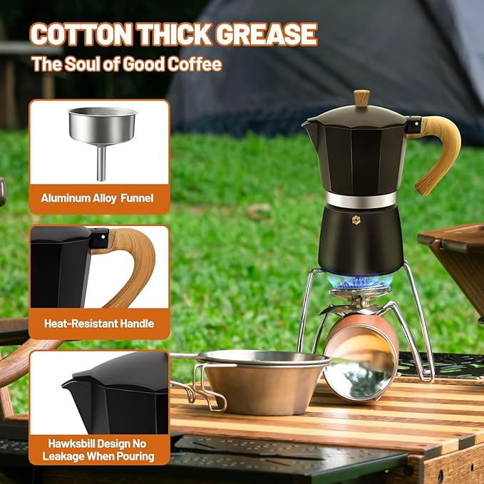 DITOSH 3 Cup Aluminum Espresso Stovetop Moka Pot Express Coffee Maker Percolator Italian Classic Mocha Coffee Machine for Italian and Cuban Cafe Brewing for Home & Camping 150ml 5oz