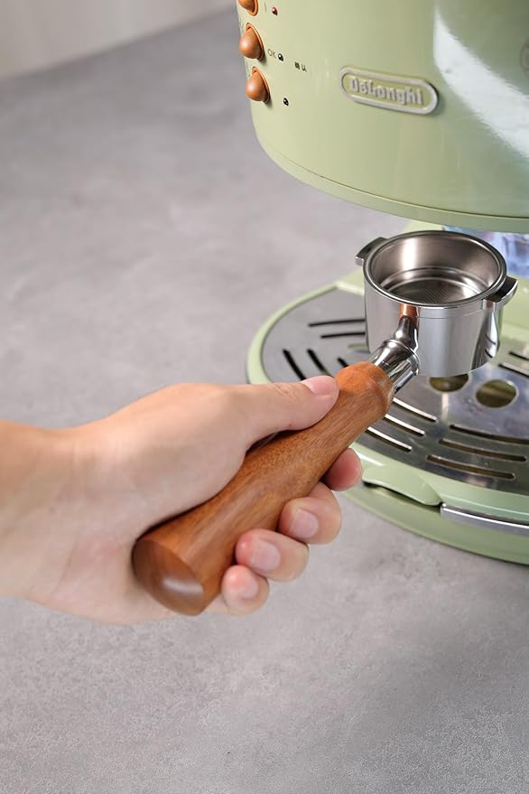 51mm Bottomless Portafilter 2 Ears Compatible with De'Longhi Stilosa EC260BK | Wooden Handle