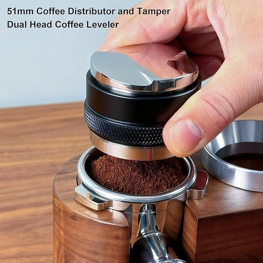 51mm Espresso Accessories Kit Fits Delonghi 51mm Espresso Machines and Portafilters, Espresso Tamper Kit with Dual Head Tamper & Distributor, WDT Tool, Dosing Funnel, Puck Screen, Filter Papers
