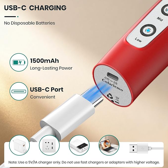 Milk Frother Handheld Rechargeable with Stand, Frother Wand Drink Mixer Electric Whisk for Coffee, Detachable With 3 Stainless Whisks, Hand Mixer for Lattes, Cappuccino, Matcha, Egg, Red