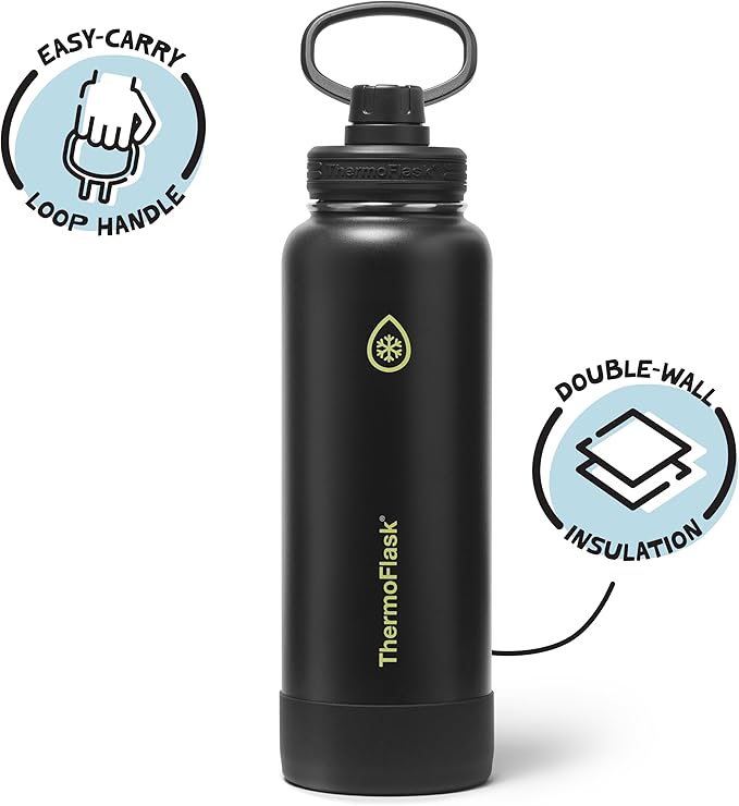 ThermoFlask 40 oz Double Wall Vacuum Insulated Stainless Steel Water Bottle with Spout Lid, Shadow Glow