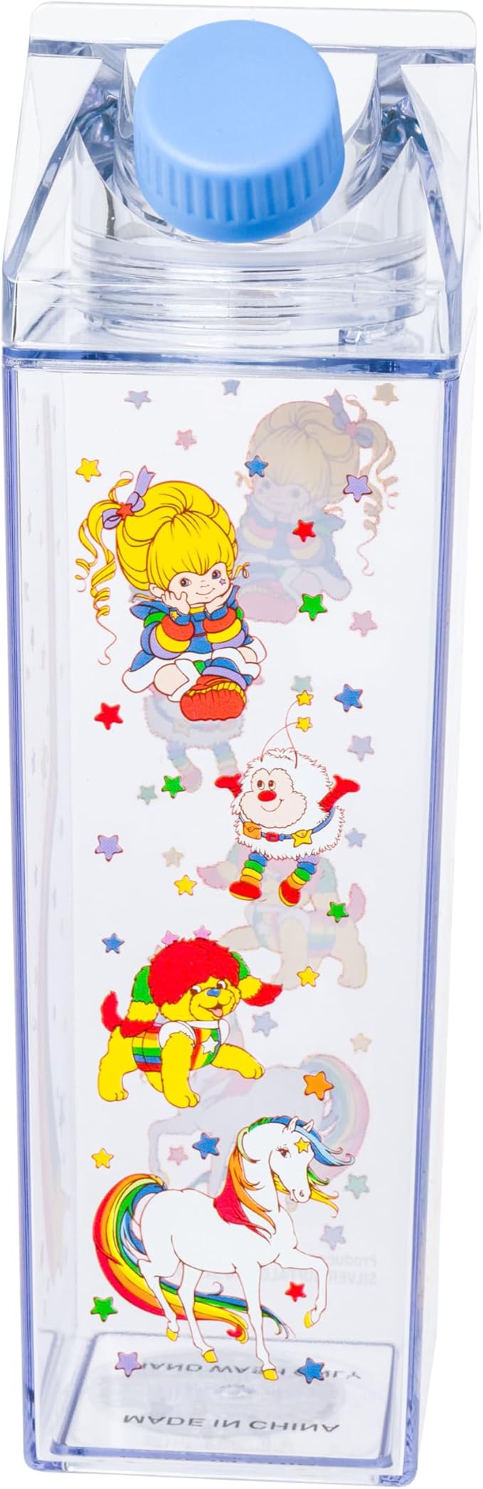 Silver Buffalo Rainbow Brite Plastic Milk Carton Bottle Featuring Rainbow Brite, Twink, Puppy Brite, and Starlite, 16.2 Ounces