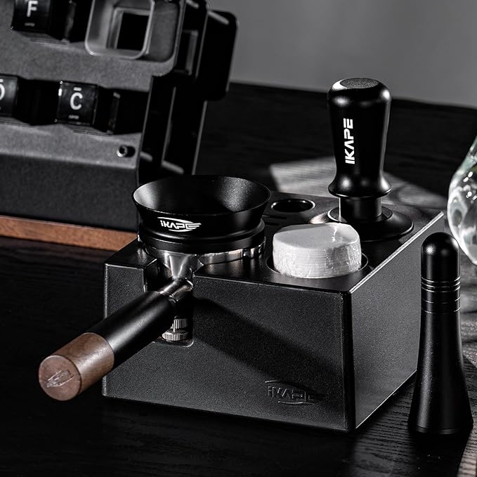IKAPE 51MM Espresso Tamper Kit 4 in 1, Coffee Tamper, WDT Tool, Paper Filters (200pc), Dosing Funnel