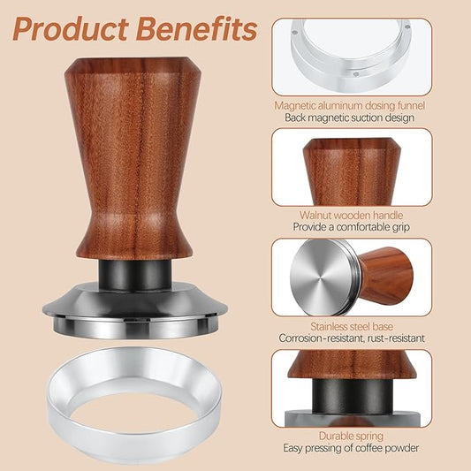 53mm Espresso Accessories Kit Spring Loaded Calibrated Espresso Tamper Espresso Tamping Mat Wdt Tool Dosing Funnel Set Coffee Tamper Espresso Machine Accessories for 53 mm Portafilter Barista Tool