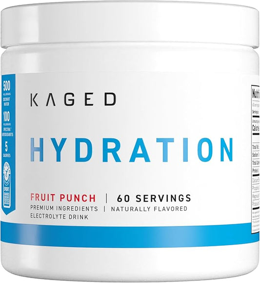 KAGED Daily Hydration | 5 Key Electrolytes | Sugar Free | Coconut Water | 60 Servings