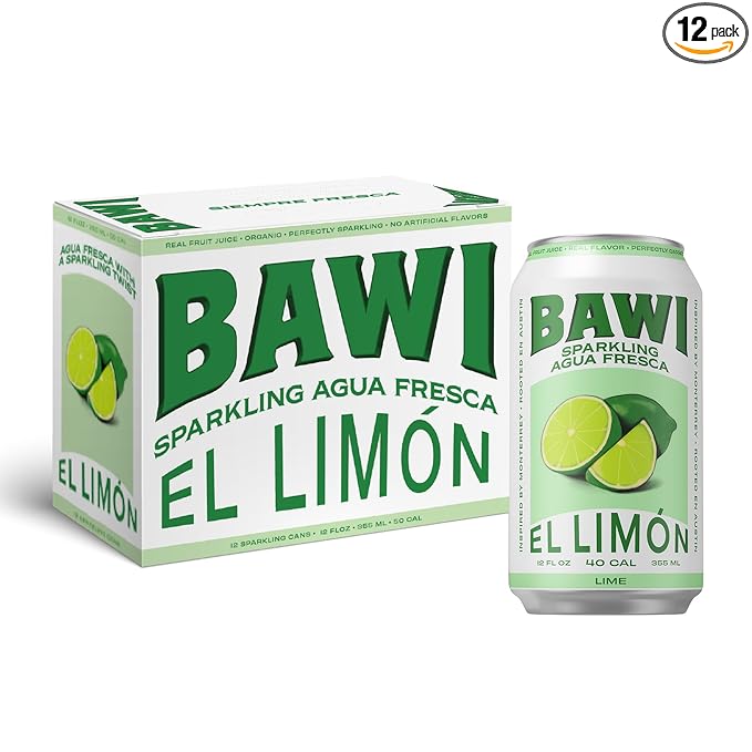 Bawi Agua Fresca Lime Flavored Sparkling Drink, 12 Fluid Ounces (Pack Of 12)