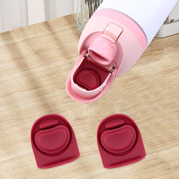 2 Pcs Replacement Rubber Seal Stopper Compatible with Owala FreeSip,Water Bottle Top Gasket Lid for Owala 16/19/24/32/40oz Seal Mouth Cap Silicone Stopper Parts Insert Accessories（Wine Red）