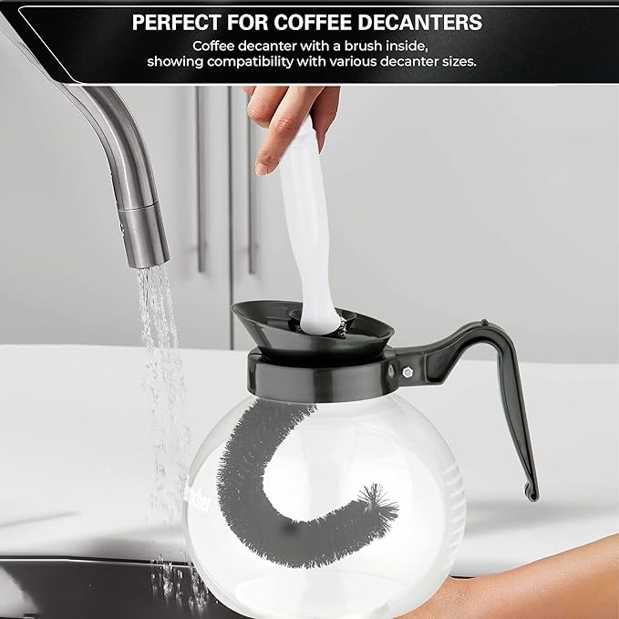 OCS Parts Coffee Pot Cleaning Brush | 10-Inch Curved Cleaning Brush for Home and Commercial Coffee Decanters