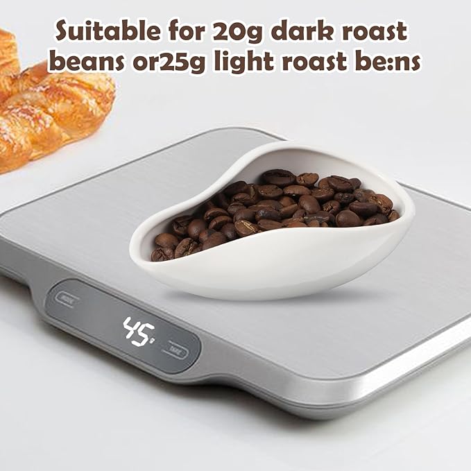 White Coffee Bean Dosing Cup, Multi-Use Coffee Bean Weighing Container Precision Measuring Spoon for Espresso, Coffees Beans, Tea & Nuts (White)