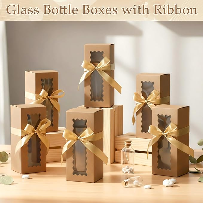 Windyun 100 Pcs Tumbler Gift Boxes for Sublimation Glass Exhibition Boxes Transparent for 12oz 16oz 20oz Shipping Cup Exhibition Packaging for Jars Mug Can Party Supplies(Kraft)