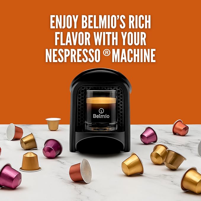 Belmio Lungo Delicato Espresso Coffee Pods – Light Roast – Mild & Aromatic - Nespresso Original Line Compatible – 10 Count (Pack of 10)