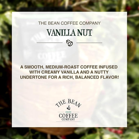 The Bean Organic Coffee Company Vanilla Nut, Medium Roast, Whole Bean Coffee, 16-Ounce Bag