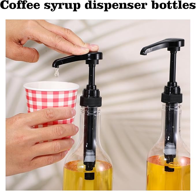 6 Pcs 25 oz Syrup Bottles with Pump Long Neck Bottles Plastic Syrup Pump Dispenser for Coffee Bar Accessories Home Party