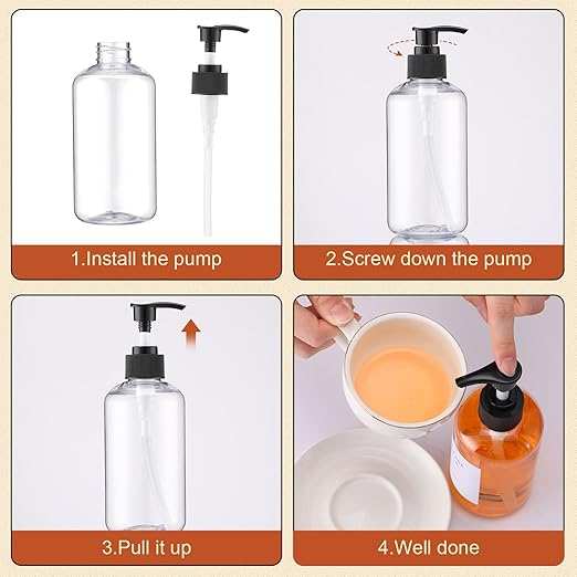 9 Pcs Coffee Syrup Dispenser Set 10 oz Plastic Coffee Syrup Dispenser Pump Bottle 16.9 oz Pet Jar with Lids Gold Spoon and Labels for Home Bar Organization