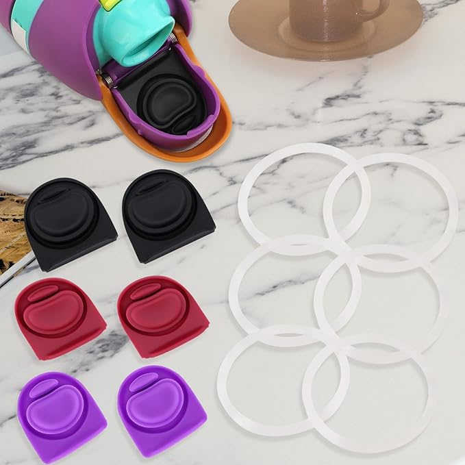 6 Sets Replacement Stopper and Gasket O Seal Ring Compatible with Owala FreeSip 24oz,Bottle Top Rings Lid for Owala 16/19/24/32/40oz Mouth Cap Silicone Insert Parts Accessories(BPWR01)