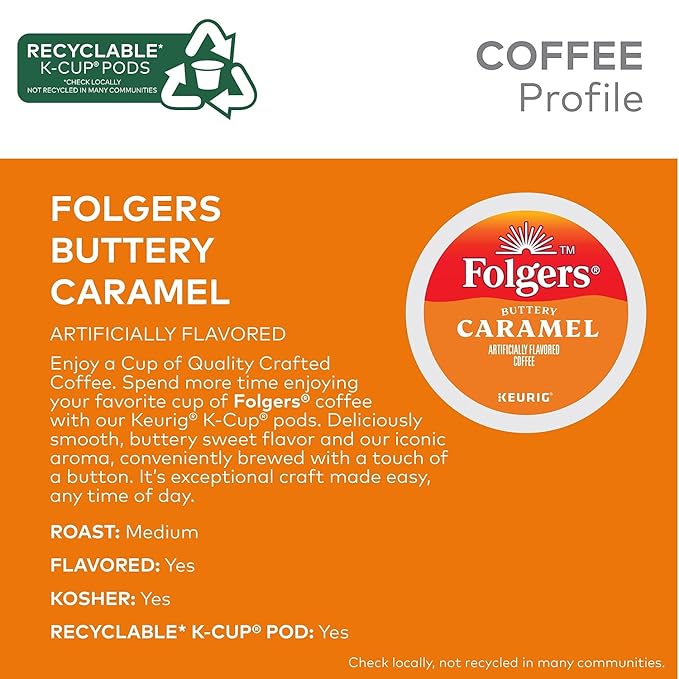 Folgers 6680 Caramel Drizzle Coffee K-Cups, 24/box