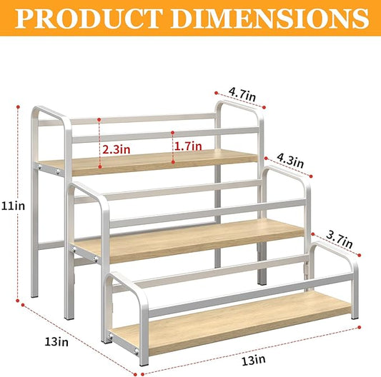 Coffee Syrup Organizer 3-Tier, 12 Bottles Capacity Syrup Rack for Coffee Bar Station, Wine Rack for Countertop, Tiered Spice Racks for Cabinet, Bottle Display Shelf Magnetic one-Step Installation