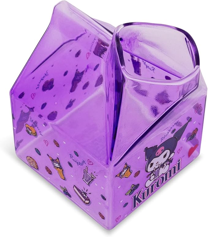 Silver Buffalo Sanrio Hello Kitty and Friends Featuring Kuromi Blueberries Purple Glass Milk Cup, 11.9 Ounces