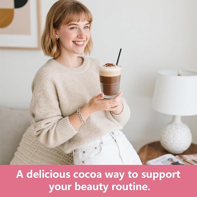 10 Mushroom Hot Cocoa, 1500mg Collagen, 80mcg Biotin, Sugar Free Keto Cocoa Powder, for Healthy Hair, Skin and Nails, 15 Servings