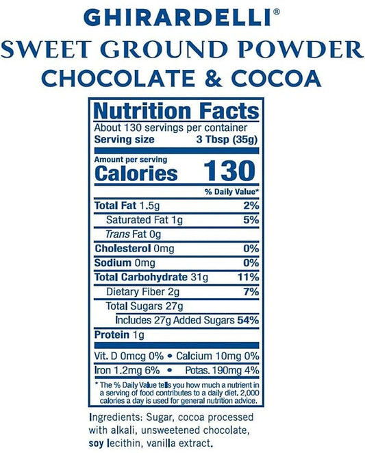 Ghirardelli Sweet Ground Chocolate & Cocoa Gourmet Powder, 10 lb Box with Ghirardelli Stamped Barista Spoon