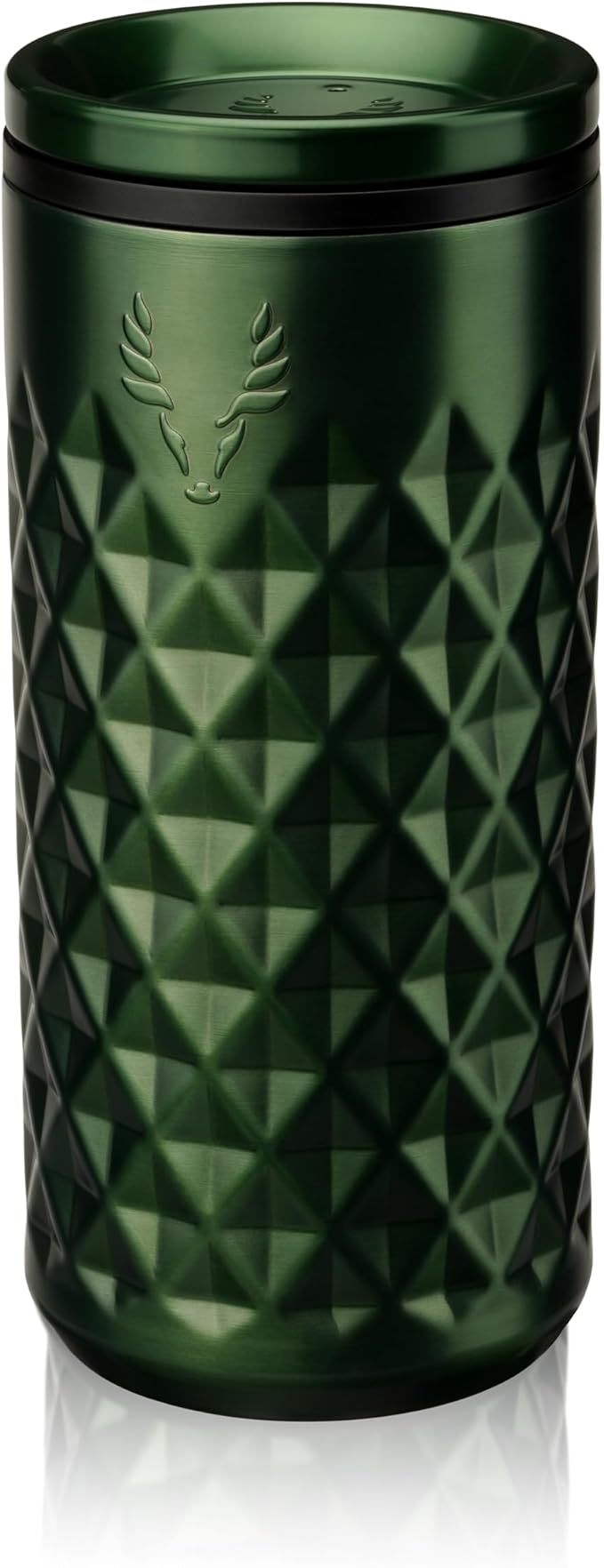 Viski Paragon Stainless Steel Highball Tumbler Cup with Lid, Insulated Ceramic Lined Metal Cocktail Glass for Patio, Outdoor Party, Wedding Gifts, Drink Lover Gifts, 16 oz Set of 1, Satin Green