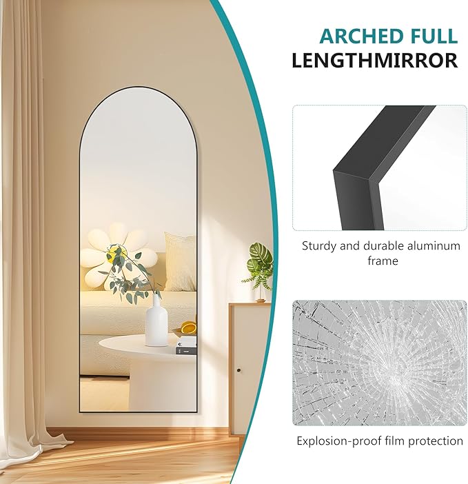 NEWBULIG Full Length Mirror, Upgraded Body Wall Mirrors with Shatter-Proof Glass, Floor Standing Mirror, Home Wall Decor