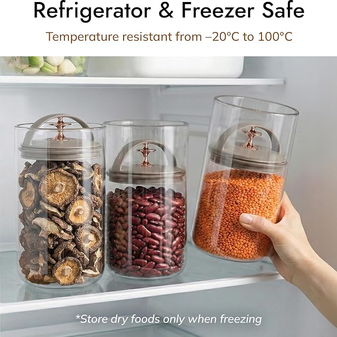 carrotez Vacuum Sealed Coffee Bean Container – 1.5 L (50.7 oz) Ecozen Airtight Food Storage Canister with Easy-Release Lever, Durable Space-Saving Design for Kitchen Countertop