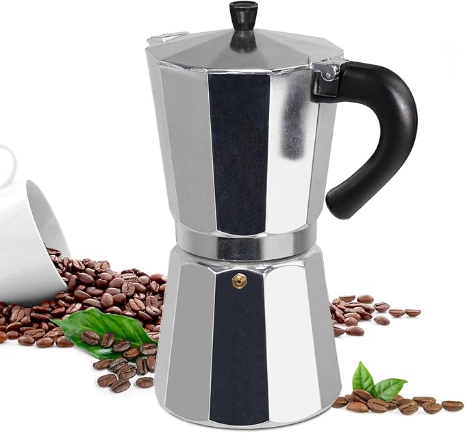 12 Cup Moka Pot Aluminum 600ml Italian Coffee Maker Stovetop Espresso CoffeeMakers Mocha Pot Percolator Greca Coffee Maker for Electric Ceramic Stove Portable for Easy Brewing