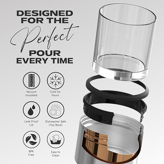asobu Whiskey Sleeve Glass – Insulated Bourbon Tumbler with Premium Rocks Glass, BPA-Free, Double-Wall Stainless Steel, Keeps Drinks Cold Longer, 10.5oz