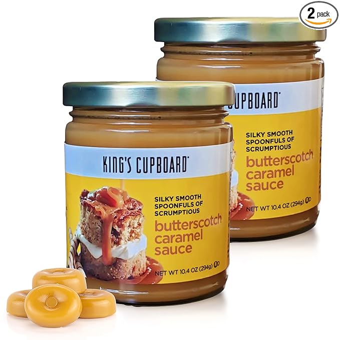 King's Cupboard Butterscotch Caramel Sauce and Gourmet Dessert Topping - (2 pack) Ice Cream Topping, Dessert Sauce, Syrup Perfect For Baking