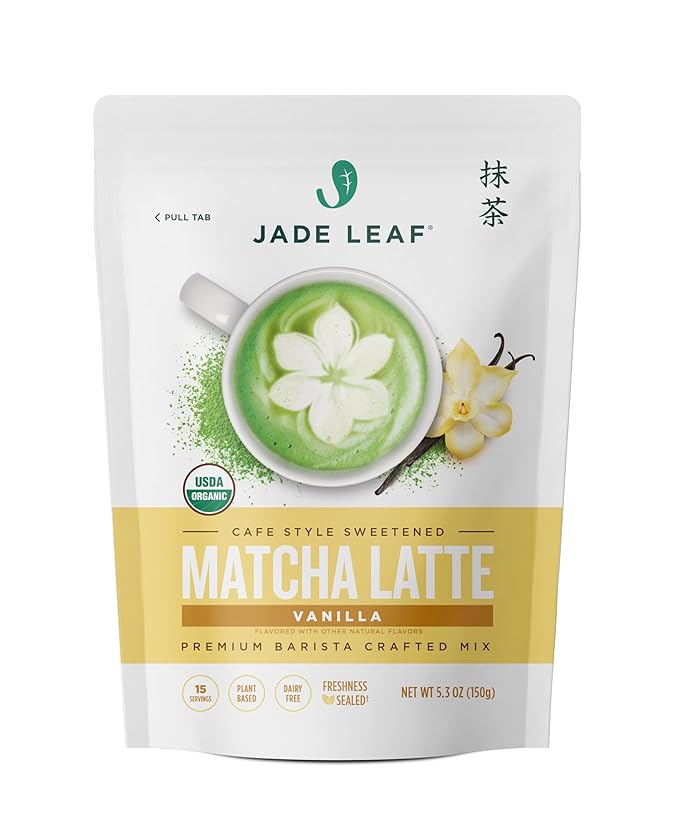 Jade Leaf Matcha Organic Grade Matcha Green Tea Powder - Japanese - Culinary, Ingredient, Ceremonial Barista Teahouse, Latte, Collagen, 5.3 Ounce (Pack of 1), Vanilla Matcha Latte