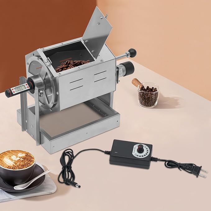 LXYIUTRW Bepritm Coffee Bean Roaster, 300-1200g Stainless Steel Coffees Bean Baking Machine with S-hook, Drum Type Coffee Beans Baker Peanut Roaster for Home/Commercial Use (300-1200g)