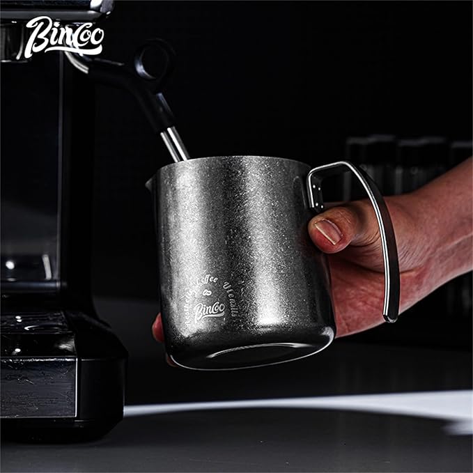 Bincoo Milk Frother Pitcher 750ml (25oz) - Stainless Steel Barista Milk Frothing Cup with Ice Crystals Design - Professional Espresso & Cappuccino Accessories for Coffee Machine,Latte Art