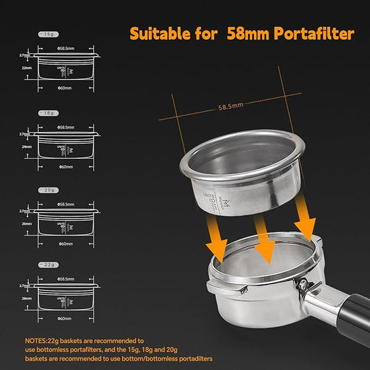 58MM Espresso Portafilter Basket, 18g Coffee Paper Filters, High Precision Extraction Portafilter Basket Filter, Fits for Most 58MM Coffee Machines