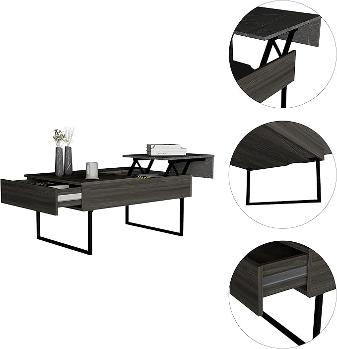Beyond Lift Top Coffee, Two Legs, One Drawer Espresso, Onyx