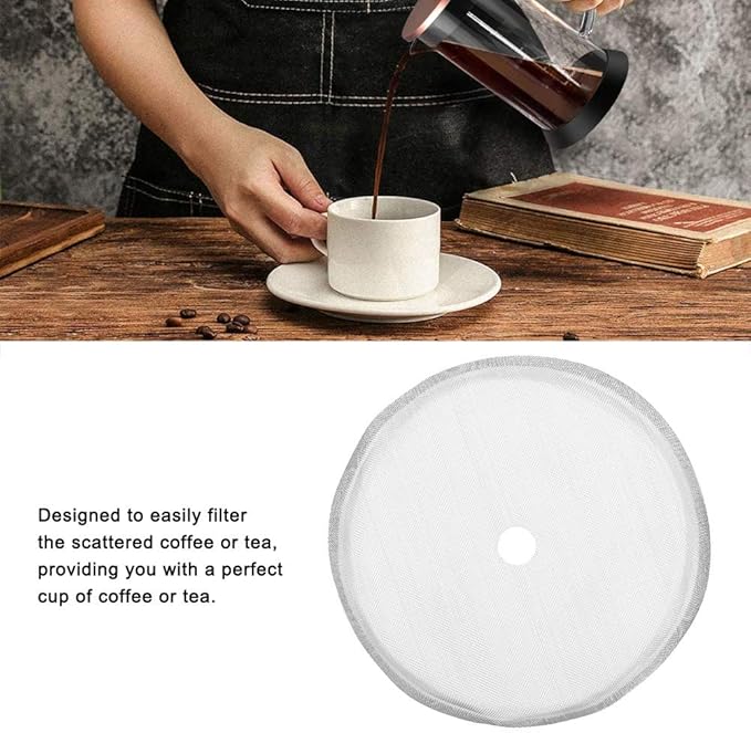 French Press Replacement Filter Screen, 5 Pack 2.6 Inch Universal Stainless Steel Reusable Filter Mesh Screen Coffee Press Filters for French Press Coffee Maker